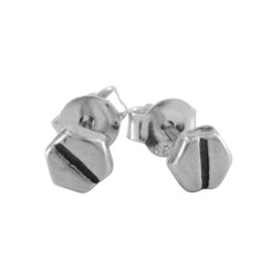 Sterling Silver Slotted Screw Head Nut Bolt Stud Post Earrings