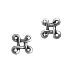 Sterling Silver Four Corner Loops Stud Post Earrings