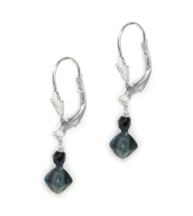 Sterling Silver Czech Crystals Drop on Leverback Hook Earrings, Blue
