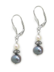 Sterling Silver Celene Cultured Pearl Bead and Drop Earrings, Peacock