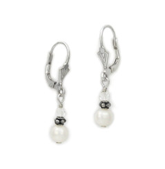 Sterling Silver Dasia Crystal Cultured Pearl Drop Earrings, Clear