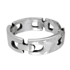 Sterling Silver Rectangular Chain Link Design Ring