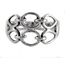 Sterling Silver Double Chain Link Open Ring