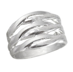 Sterling Silver Three Tiered Open Twist Design Ring