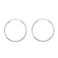Sterling Silver Endless Round Tube 2mm Thick Hoop Earrings, 35mm