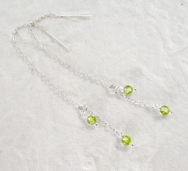 Sterling Silver Round Stone on Chain Ear Thread, Pearidot