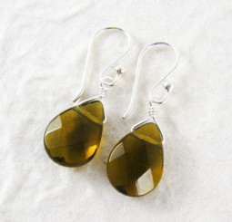 Sterling Silver Crystal Teardrop Drop Earrings, Smoky