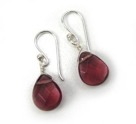 Sterling Silver Crystal Teardrop Drop Earrings, Purple