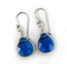 Sterling Silver Crystal Teardrop Drop Earrings, Midnight Blue