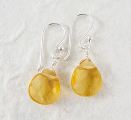 Sterling Silver Crystal Teardrop Drop Earrings, Yellow