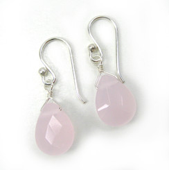 Sterling Silver Crystal Teardrop Drop Earrings, Rose Pink