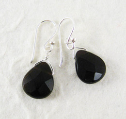 Sterling Silver Crystal Teardrop Drop Earrings, Black