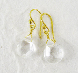 Gold Plated Sterling Silver Crystal Teardrop Drop Earrings, Clear