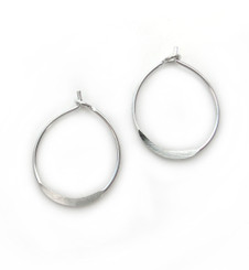 Sterling Silver Flat Hoop Earrings, 14mm