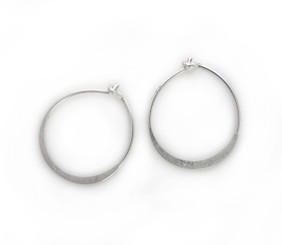 Sterling Silver Flat Hoop Earrings, 16mm