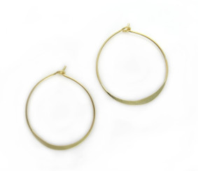 Gold Plated Sterling Silver Flat Hoop Earrings, 16mm