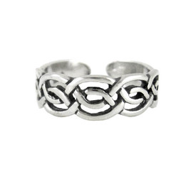 Sterling Silver Celtic Knot Open Band Adjustable Toe Ring