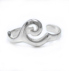 Sterling Silver Crested Ocean Wave Adjustable Toe Ring