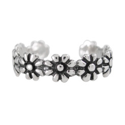 Sterling Silver Daisy Band Adjustable Toe Ring