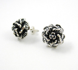 Sterling Silver Filigree Rose Post Earrings