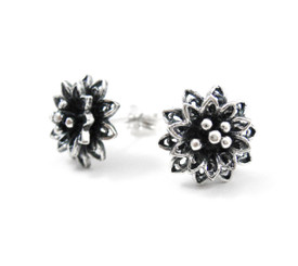 Sterling Silver Sunburst Filigree Flower Post Earrings
