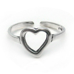 Sterling Silver Sweet Open Heart Adjustable Toe Ring