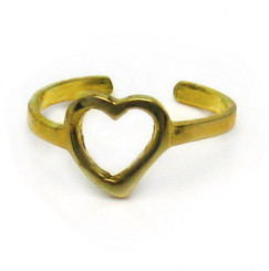 Gold Plated Sterling Silver Sweet Open Heart Adjustable Toe Ring