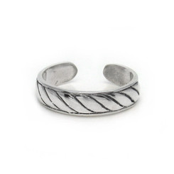 Sterling Silver Twist Rope Band Adjustable Toe Ring
