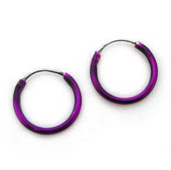 Sterling Silver Color Coated 12mm Hoop Earrings, Purple