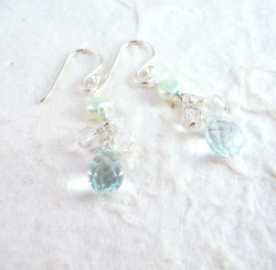Sterling Silver Suzie Teardrop Cultured Pearl Beads Drop Earrings, Aqua
