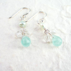 Sterling Silver Suzie Teardrop Cultured Pearl Beads Drop Earrings, Ocean Blue