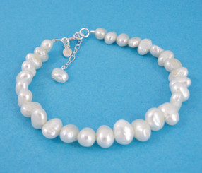 Modern Cultured Freshwater Pearl Bracelet, 7.5", White