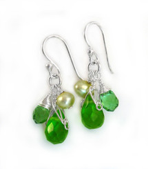 Sterling Silver Teardrop Stone Cluster Drop Earrings, Spring Green