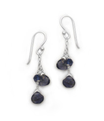 Sterling Silver Briolette Cascade Drop Earrings, Iolite
