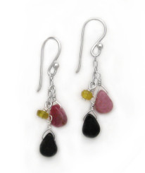 Sterling Silver Briolette Cascade Drop Earrings, Tourmaline
