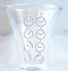 Sterling Silver Circles in Circles Links Drop Earrings
