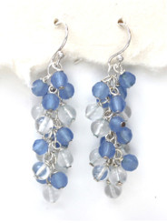 Sterling Silver Gemstone Cluster Drop Earrings, Blue Quartz Combo