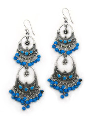 Sterling Silver Aryana Two Tiered Chandelier Earrings, Blue Howlite
