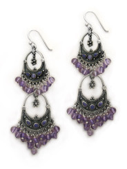 Sterling Silver Aryana Two Tiered Chandelier Earrings, Amethyst