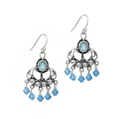 Sterling Silver and Beaded Drops "Francine" Earrings, Aqua Blue  Sos...
