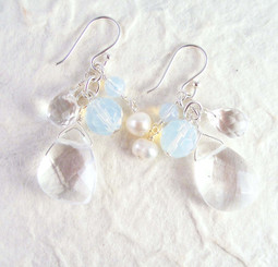 Sterling Silver Lilith Cluster and Drop Earrings, Clear