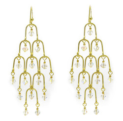 Gold Plated Sterling Silver Arches and Crystal Chandelier Earrings, Clear Aurore Boreale