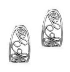 Sterling Silver Filigree Open Swirl Curve Post Earrings