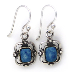 Sterling Silver Carine Rectangle Stone Drop Earrings, Denim Lapis