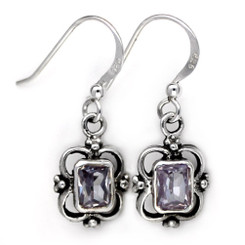 Sterling Silver Carine Rectangle Crystal Drop Earrings, Lavender