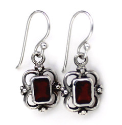 Sterling Silver Carine Rectangle Crystal Drop Earrings, Red