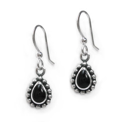 Sterling Silver Haylee Teardrop Stone Drop Earrings, Onyx