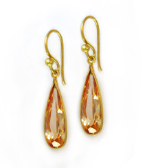 Gold Plated Sterling Silver Sparkling Elegant Crystal Drop Earrings, Champagne