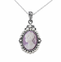 Pearls and Lavender Cameo Necklace