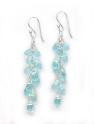 Sterling Silver Regen Teardrop Crystals Cascade Drop Earrings, Aqua
